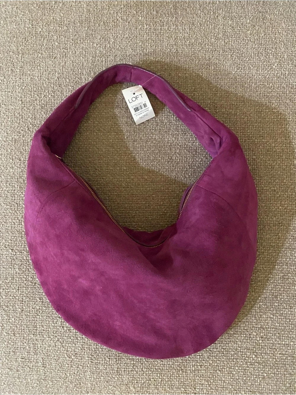LOFT Suede Hobo Bag in Deep Purple
